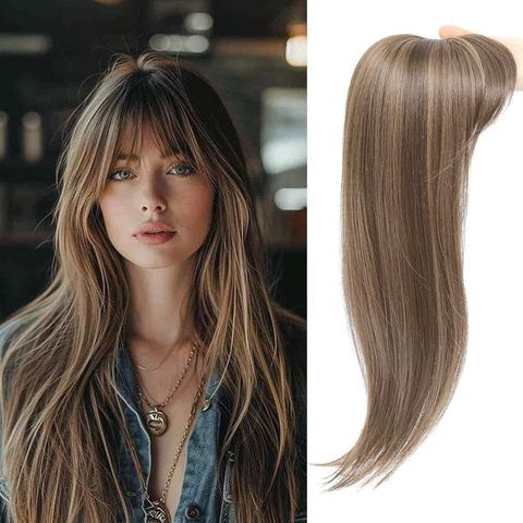 Natural Clip in Hair Topper Voluminous Hairpiece for Women C view 2