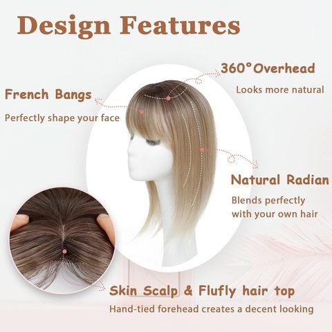 Natural Clip in Hair Topper Voluminous Hairpiece for Women C view 5