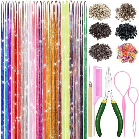 Polyester Hair Tinsel Kit 18 Colors Fairy Teen Girls Heat Re view 2