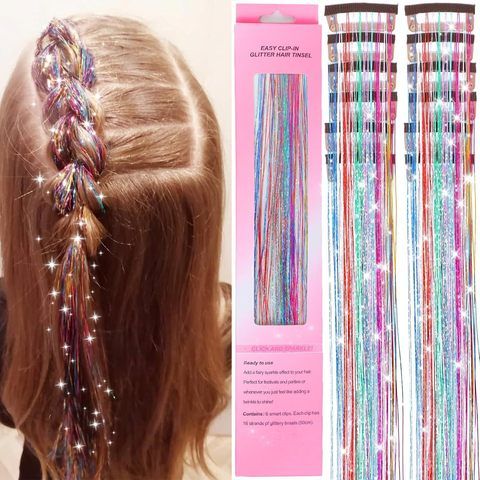 Polyester Hair Tinsel Kit 18 Colors Fairy Teen Girls Heat Re view 3