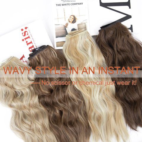 Clip-in Synthetic Hair Extensions Long Wavy 4PCS Thick Dark  view 6