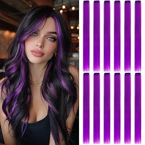 12 Pcs Yellow Hair Extensions Clip In, 22 Inch Straight Colored Hairpieces Hair Synthetic for Kids Girls Women
