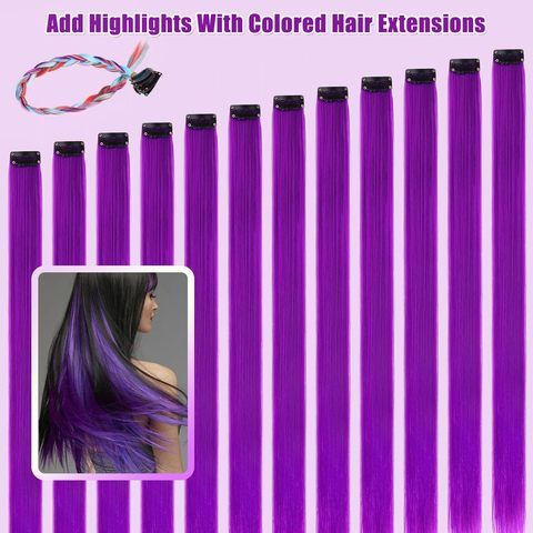 12 Pcs Yellow Hair Extensions Clip In, 22 Inch Straight Colo view 4