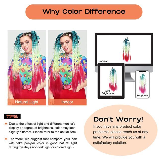 Multicolor Clip-in Hair Extensions 22 Inch Pastel Rainbow Synthetic Hairpieces High Temperature Fiber Party Highlights