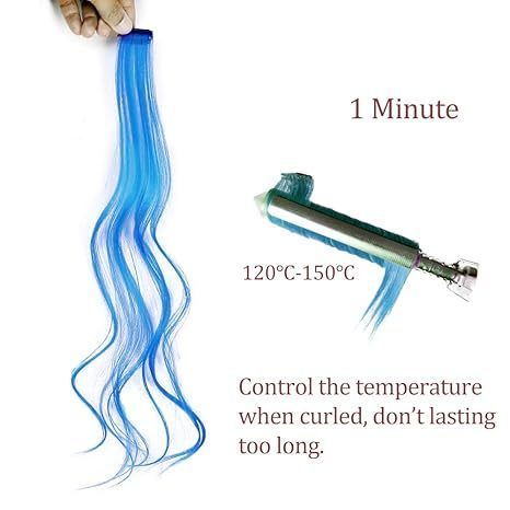 Colored Ice Blue Hair Extensions Party Highlights Colorful C view 6