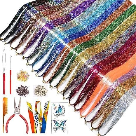 Hair Tinsel 18 Colors 4500 Strands 47 Inch Heat Resistant Re view 2