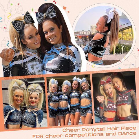 Custom Cheer Ponytail Hair Piece Protein Fiber Fluffy Straig view 4