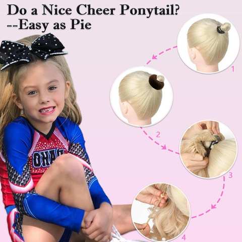 Custom Cheer Ponytail Hair Piece Protein Fiber Fluffy Straig view 6