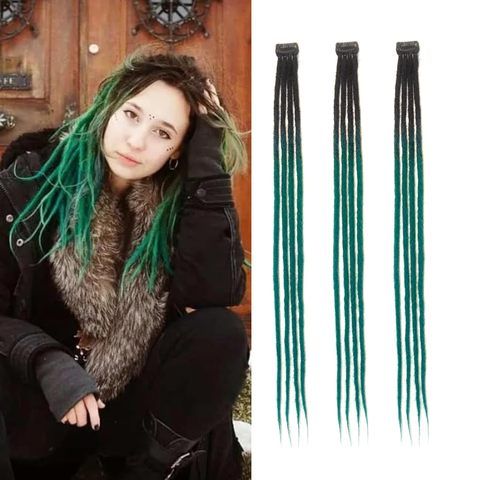 Clip-in Dreadlock Extensions 24 Inch 3-Piece Handmade Soft C view 2