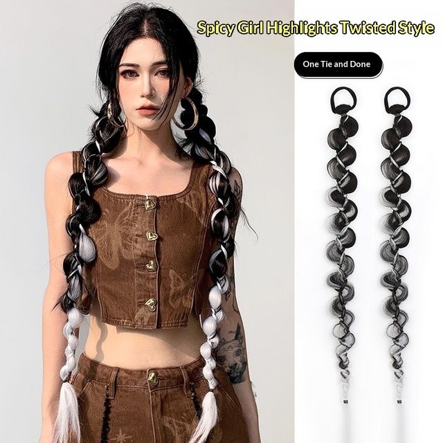 1PC Children's Wigs Double Ponytails Bubble Braids Lantern Braids Boxing Braids Artificial Hair High Temperature Fiber