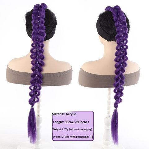 Wig Purple Ponytail Colorful Elastic Rope Braided Hair High  view 6