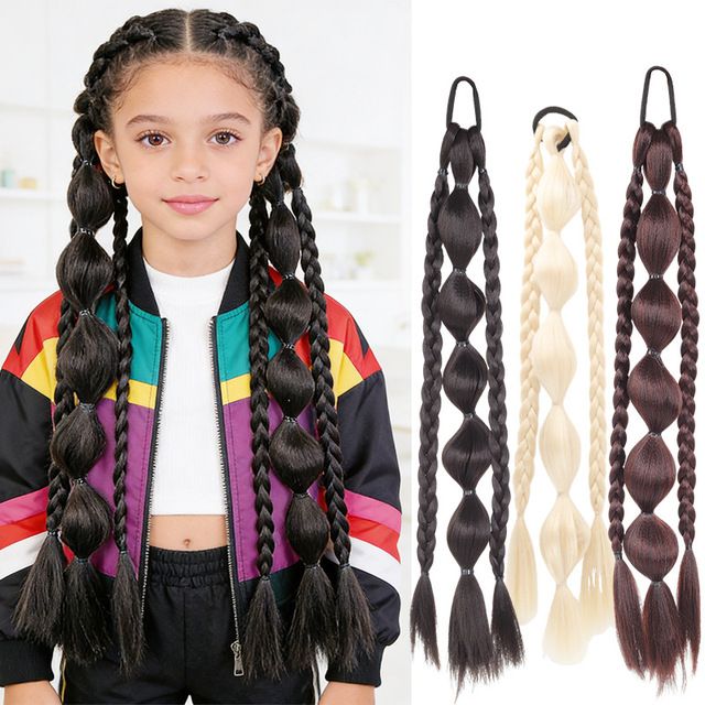 2pcs High Temperature Wire Wigs Long Ponytails Twisted Braids Boxing Braids Hair Accessories Machine Double Weft